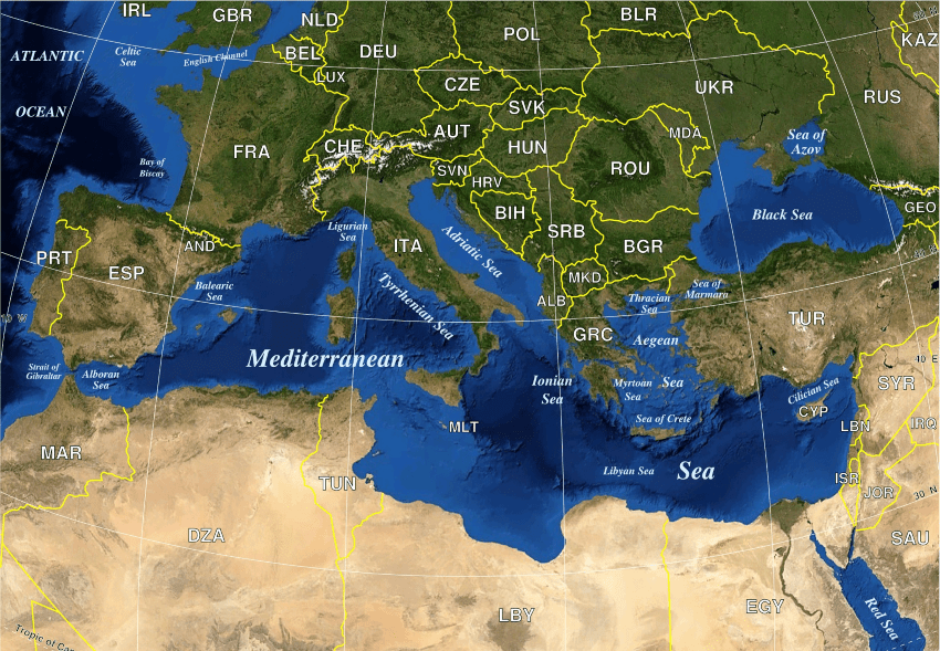 The History of the Olive Tree - Mediterranean Area - Geographical Map